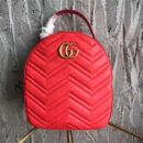 476671 GUCCI GG Marmont系列 绗缝 皮革 双肩包 红色