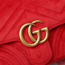 446744 GUCCI GG Marmont系列 波浪纹天鹅绒刺绣 链带肩背包 芙蓉红