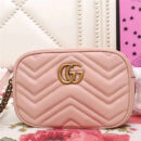 448065 GUCCI GG Marmont系列 绗缝 迷你手袋 链带肩背包 粉色