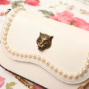 476804 Gucci 秋冬新款 全皮 虎头 珍珠 链条手拎单肩包 白色