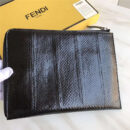 0363 FENDI 芬迪 小怪兽眼睛 全蛇皮 拉链手拿包 黑色