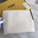0363 FENDI 芬迪 小怪兽眼睛 羊皮拼蟒蛇皮 拉链手拿包 白色
