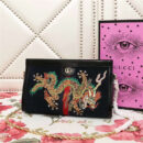 503877 Gucci Ophidia系列 麂皮 双G 嵌花条纹织带 刺绣 链条肩背包 黑色