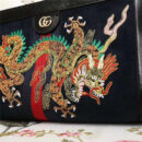 503877 Gucci Ophidia系列 麂皮 双G 嵌花条纹织带 刺绣 链条肩背包 黑色