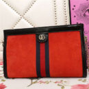 503877 Gucci Ophidia系列 麂皮 双G 嵌花条纹织带 链条肩背包 红色