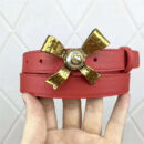 2008114899 Gucci 2017年新款 牛皮 金属蝴蝶结饰钉 双G带扣 女式皮带 红色