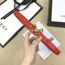 2008114899 Gucci 2017年新款 牛皮 金属蝴蝶结饰钉 双G带扣 女式皮带 红色