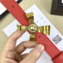 2008114899 Gucci 2017年新款 牛皮 金属蝴蝶结饰钉 双G带扣 女式皮带 红色