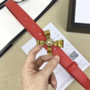 2008114899 Gucci 2017年新款 牛皮 金属蝴蝶结饰钉 双G带扣 女式皮带 红色