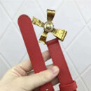2008114899 Gucci 2017年新款 牛皮 金属蝴蝶结饰钉 双G带扣 女式皮带 红色