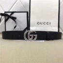 4208114879 Gucci 2017新款 牛皮 互扣式满钻GG带扣 Gucci腰带 男款皮带 银色