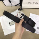 4208114879 Gucci 2017新款 牛皮 互扣式满钻GG带扣 Gucci腰带 男款皮带 银色