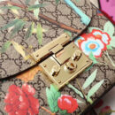 453189 Gucci Supreme Tian 花鸟印花 金扣 斜挎马鞍包 乌木色