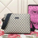 311003 Gucci 经典双G花纹 双层双拉链 单肩斜挎包 浅灰色