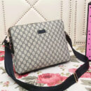 311003 Gucci 经典双G花纹 双层双拉链 单肩斜挎包 浅灰色