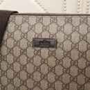 311003 Gucci 经典双G花纹 双层双拉链 单肩斜挎包 啡色