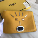 0078 FENDI包包 芬迪手拿包 荔枝纹罗马纤薄手拿包 黄色