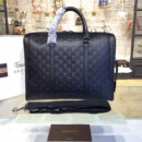 406384 Gucci标志真皮 热压纹 手提肩背公文包 黑色
