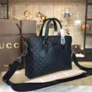 311001 Gucci标志真皮 热压纹 双隔层拉链 手提肩背公文包 黑色