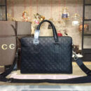 311001 Gucci标志真皮 热压纹 双隔层拉链 手提肩背公文包 黑色