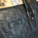 311001 Gucci标志真皮 热压纹 双隔层拉链 手提肩背公文包 黑色