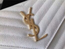 377828 YSL 进口鱼子酱皮 圣罗兰 真皮链式皮夹 白色金饰