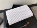 377828 YSL 进口鱼子酱皮 圣罗兰 真皮链式皮夹 白色金饰