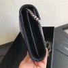377828 YSL 进口鱼子酱皮 圣罗兰 真皮链式皮夹 黑色银饰