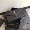 377828 YSL 进口鱼子酱皮 圣罗兰 真皮链式皮夹 黑色银饰