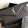 377828 YSL 进口鱼子酱皮 圣罗兰 真皮链式皮夹 黑色银饰