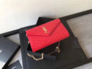 377828 YSL 进口鱼子酱皮 圣罗兰 真皮链式皮夹 红色