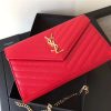 377828 YSL 进口鱼子酱皮 圣罗兰 真皮链式皮夹 红色