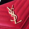 377828 YSL 进口鱼子酱皮 圣罗兰 真皮链式皮夹 红色