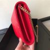 377828 YSL 进口鱼子酱皮 圣罗兰 真皮链式皮夹 红色