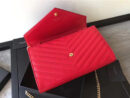 377828 YSL 进口鱼子酱皮 圣罗兰 真皮链式皮夹 红色