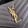 377828 YSL 进口鱼子酱皮 圣罗兰 真皮链式皮夹 灰色