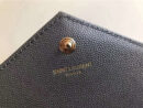 377828 YSL 进口鱼子酱皮 圣罗兰 真皮链式皮夹 灰色