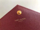 377828 YSL 进口鱼子酱皮 圣罗兰 真皮链式皮夹 酒红