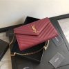 377828 YSL 进口鱼子酱皮 圣罗兰 真皮链式皮夹 酒红