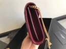 377828 YSL 进口鱼子酱皮 圣罗兰 真皮链式皮夹 酒红