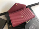 377828 YSL 进口鱼子酱皮 圣罗兰 真皮链式皮夹 酒红