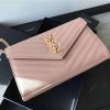 377828 YSL 进口鱼子酱皮 圣罗兰 真皮链式皮夹 藕粉