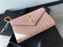 377828 YSL 进口鱼子酱皮 圣罗兰 真皮链式皮夹 藕粉