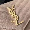 377828 YSL 进口鱼子酱皮 圣罗兰 真皮链式皮夹 藕粉