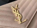 377828 YSL 进口鱼子酱皮 圣罗兰 真皮链式皮夹 藕粉