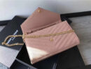 377828 YSL 进口鱼子酱皮 圣罗兰 真皮链式皮夹 藕粉