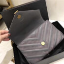 392737 YSL圣罗兰 麂皮拼羊皮 V纹 中号 链条邮差包 灰色
