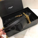 392737 YSL圣罗兰 麂皮拼羊皮 V纹 中号 链条邮差包 黑色