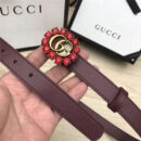 Gucci 模特走秀款 红色水晶 双G带扣 皮革腰带 葡萄紫