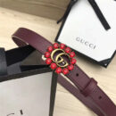 Gucci 模特走秀款 红色水晶 双G带扣 皮革腰带 葡萄紫